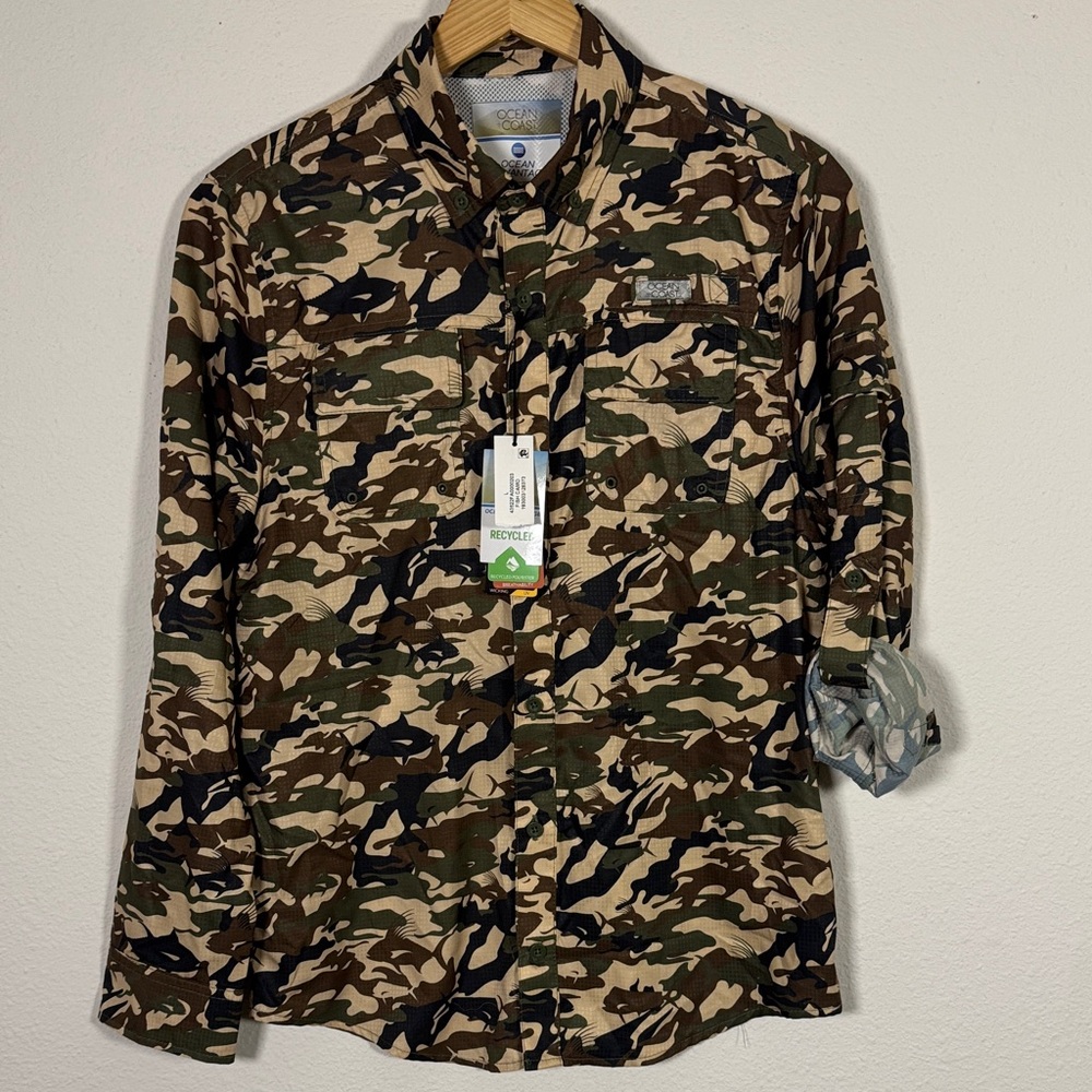 Ocean Coast Camouflage Outdoor Large Shirt NWT